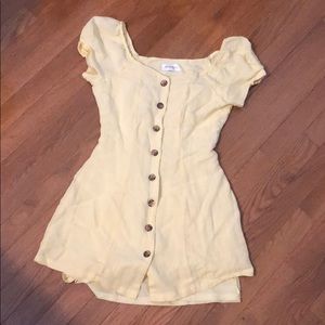 Yellow button down mini dress